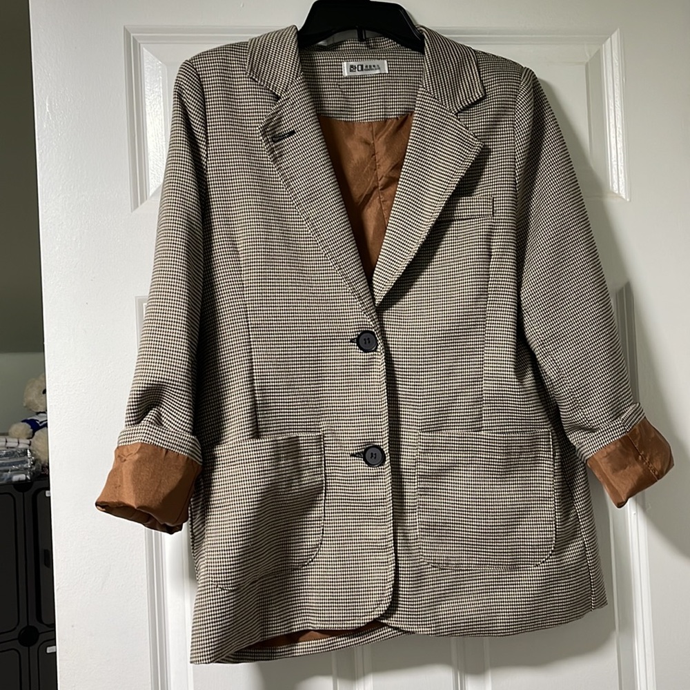 Pattern fitted blazer jacket